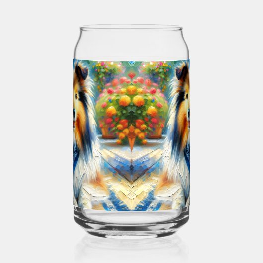 Shetland Sheepdog in Hütte Garden Scene Dosenglas (Rechts)