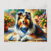 Shetland Sheepdog in Hütte Garden Scene Postkarte (Vorderseite)