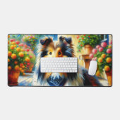 Shetland Sheepdog in Hütte Garden Scene Schreibtischunterlage (Tastatur & Maus)