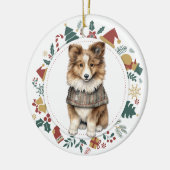Shetland Sheepdog in Winter Sweater Christmas Keramik Ornament (Links)