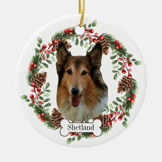 Shetland Sheepdog Keramik Ornament (Vorne)