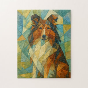 Shetland Sheepdog Kubist sitzend Puzzle