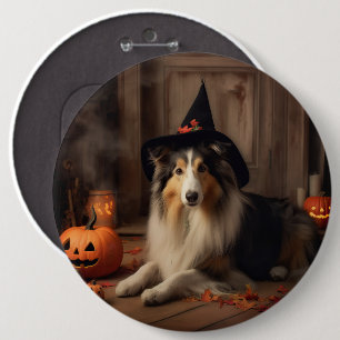 Shetland Sheepdog Kürbisse Halloween Gruselig  Button