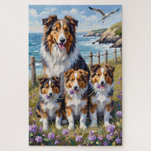 Shetland Sheepdog Küstenheide Kunst Puzzle