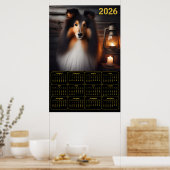 Shetland Sheepdog Lantern Glow Rustic Dog Calendar Poster (Küche)