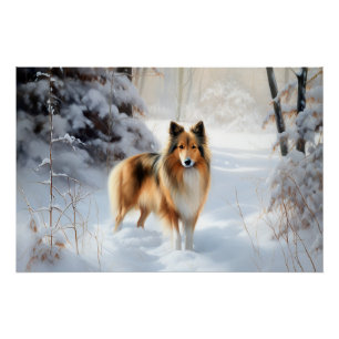 Shetland Sheepdog Lass es schneien Weihnachten Poster