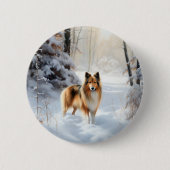 Shetland Sheepdog lässt es Weihnachten Button (Vorderseite)