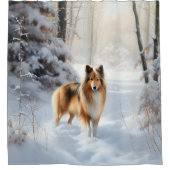 Shetland Sheepdog lässt es Weihnachten Duschvorhang (Vorderseite)