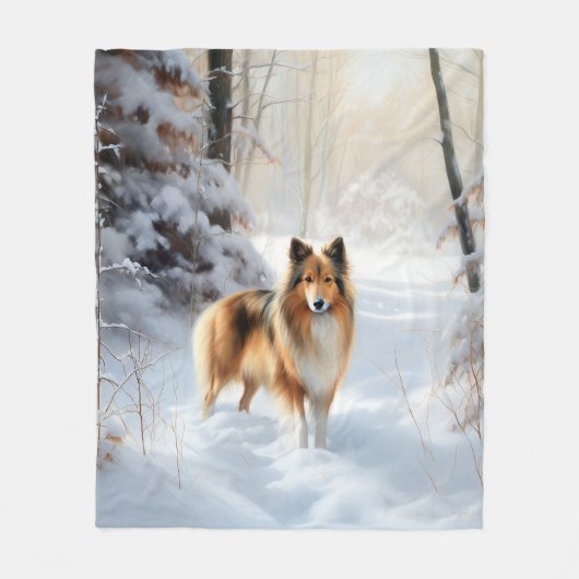 Shetland Sheepdog lässt es Weihnachten Fleecedecke (Vorderseite)