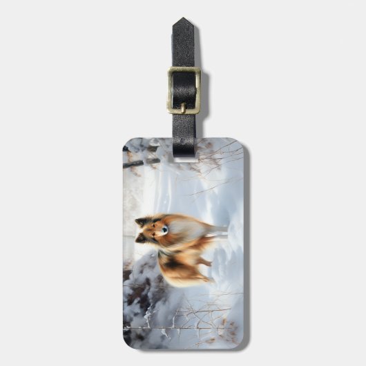 Shetland Sheepdog lässt es Weihnachten Gepäckanhänger (Vorderseite vertikal)