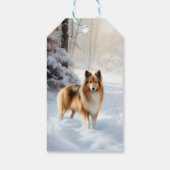 Shetland Sheepdog lässt es Weihnachten Geschenkanhänger (Rückseite)