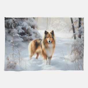 Shetland Sheepdog lässt es Weihnachten Geschirrtuch