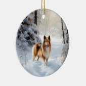 Shetland Sheepdog lässt es Weihnachten Keramik Ornament (Rechts)