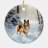 Shetland Sheepdog lässt es Weihnachten Keramik Ornament (Hinten)