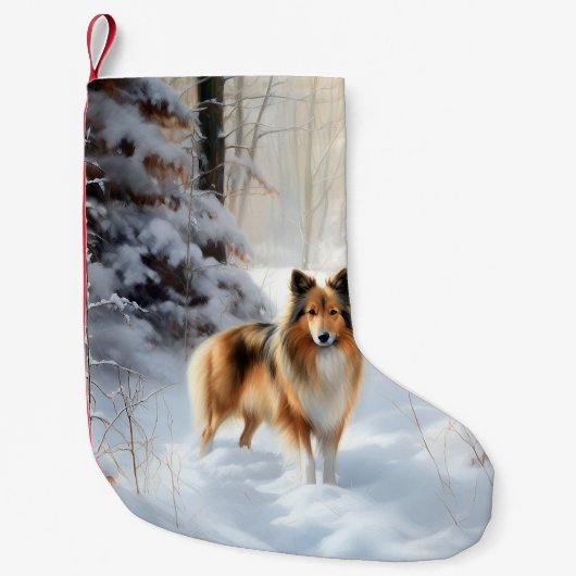 Shetland Sheepdog lässt es Weihnachten Kleiner Weihnachtsstrumpf (Vorderseite)