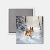 Shetland Sheepdog lässt es Weihnachten Magnet (Vorderseite/Rückseite)