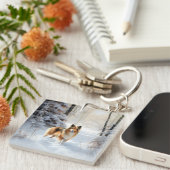 Shetland Sheepdog lässt es Weihnachten Schlüsselanhänger (Vorderseite rechts)