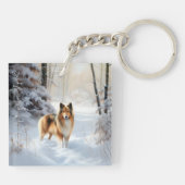 Shetland Sheepdog lässt es Weihnachten Schlüsselanhänger (Rückseite)