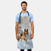 Shetland Sheepdog lässt es Weihnachten Schürze (Getragen)