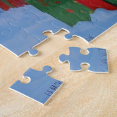 Shetland Sheepdog läuft Schnee mit Weihnachtshut Puzzle (Seite)