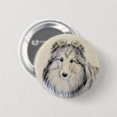 Shetland Sheepdog Malerei - Niedliche Original Hun Button (Vorne & Hinten)