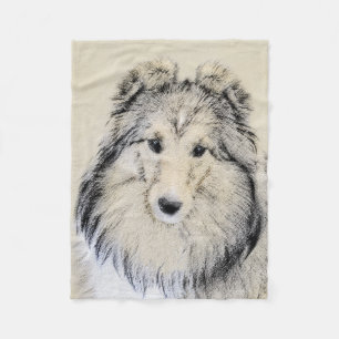 Shetland Sheepdog-Malerei - Niedliche Original Hun Fleecedecke