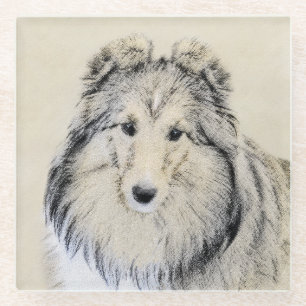 Shetland Sheepdog Malerei - Niedliche Original Hun Glasuntersetzer