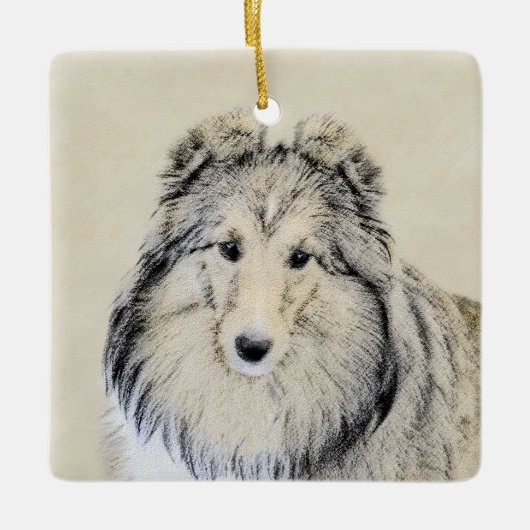 Shetland Sheepdog Malerei - Niedliche Original Hun Keramikornament (Vorderseite)
