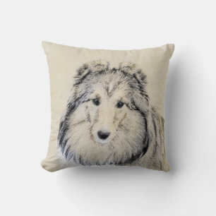 Shetland Sheepdog Malerei - Niedliche Original Hun Kissen