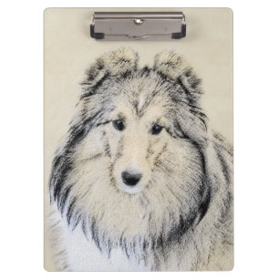 Shetland Sheepdog Malerei - Niedliche Original Hun Klemmbrett