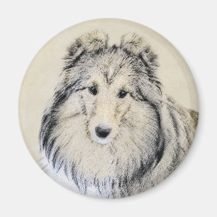 Shetland Sheepdog Malerei - Niedliche Original Hun Magnet