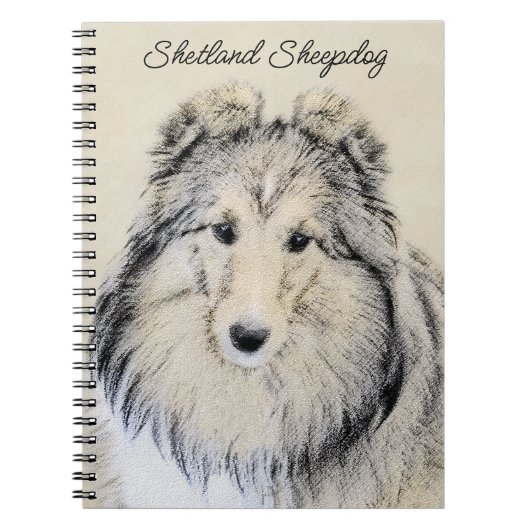 Shetland Sheepdog Malerei - Niedliche Original Hun Notizblock (Vorderseite)