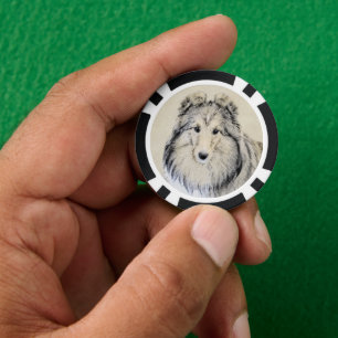 Shetland Sheepdog Malerei - Niedliche Original Hun Pokerchips