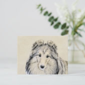 Shetland Sheepdog Malerei - Niedliche Original Hun Postkarte (Stehend Vorderseite)