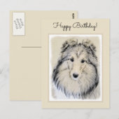 Shetland Sheepdog Malerei - Niedliche Original Hun Postkarte (Vorne/Hinten)