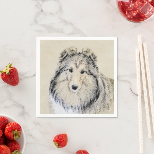 Shetland Sheepdog Malerei - Niedliche Original Hun Serviette (Beispiel)