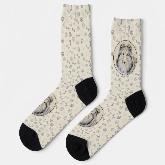 Shetland Sheepdog Malerei - Niedliche Original Hun Socken (Linkes Detail)