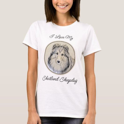 Shetland Sheepdog Malerei - Niedliche Original Hun T-Shirt (Vorderseite)
