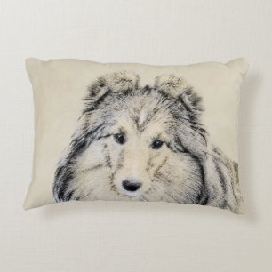 Shetland Sheepdog Malerei - Niedliche Original Hun Zierkissen