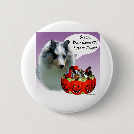Shetland Sheepdog (Merle) HalloweenCandy Button (Vorderseite)