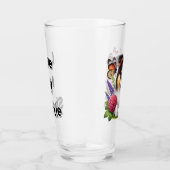 Shetland Sheepdog mit Blume und Schmetterlingen Glas (Rechts)