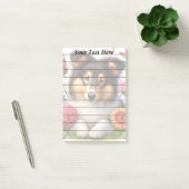 Shetland Sheepdog mit Blume und Schmetterlingen Post-it Klebezettel (Büro)