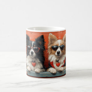 Shetland Sheepdog mit Herz-Rose Valentinstag Kaffeetasse