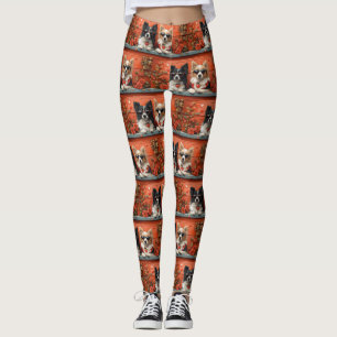 Shetland Sheepdog mit Herz-Rose Valentinstag Leggings