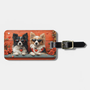 Shetland Sheepdog mit Herz Rosen Valentinstag Gepäckanhänger