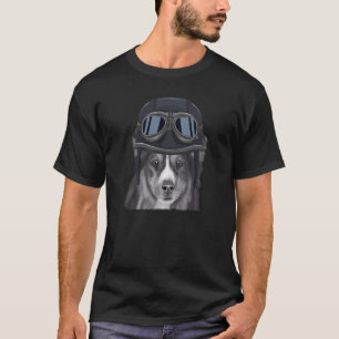 Shetland Sheepdog mit Vintagem Motorradhelm T-Shirt