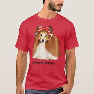 Shetland Sheepdog Mom Bandana Womens Sheltie Dog  T-Shirt