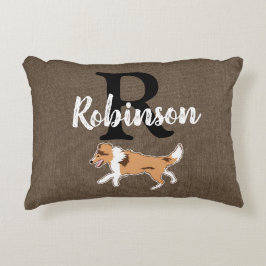 Shetland Sheepdog Monogram Nachname Dekokissen