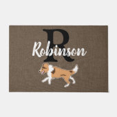 Shetland Sheepdog Monogram Nachname Fußmatte (Vorderseite)