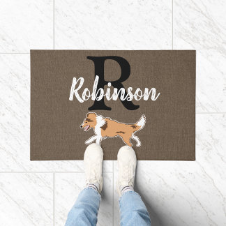 Shetland Sheepdog Monogram Nachname Fußmatte